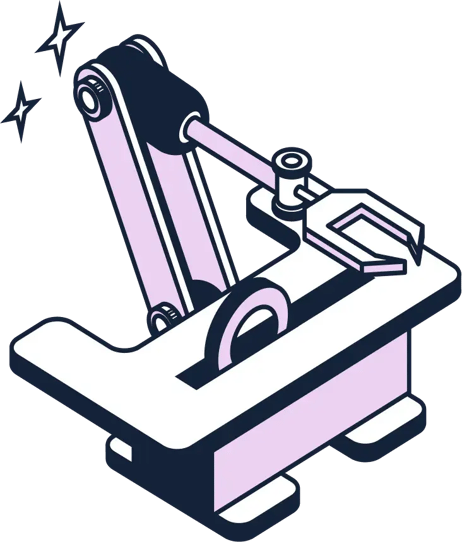 robot arm extending over machine